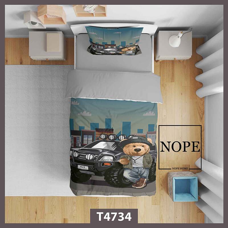 روتختی کودک طرح خرس و ماشین کد T4734