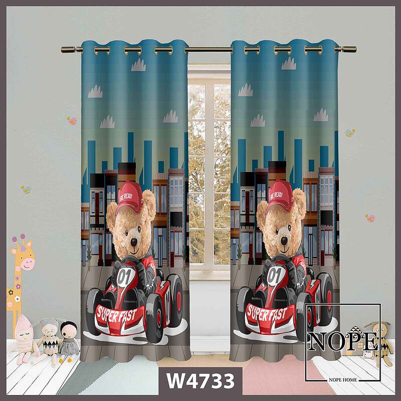پرده کودک طرح خرسی کد W4733