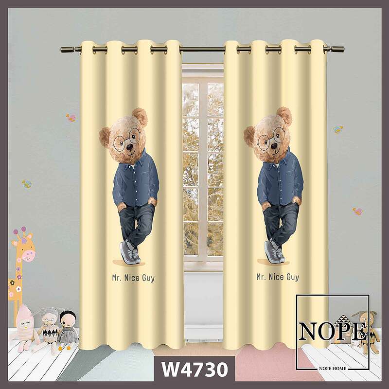 پرده کودک طرح خرسی کد W4730