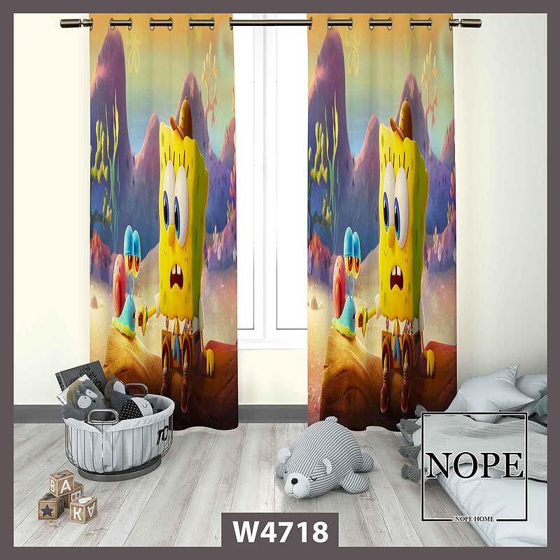 پرده کودک طرح باب اسفنجی کد W4718