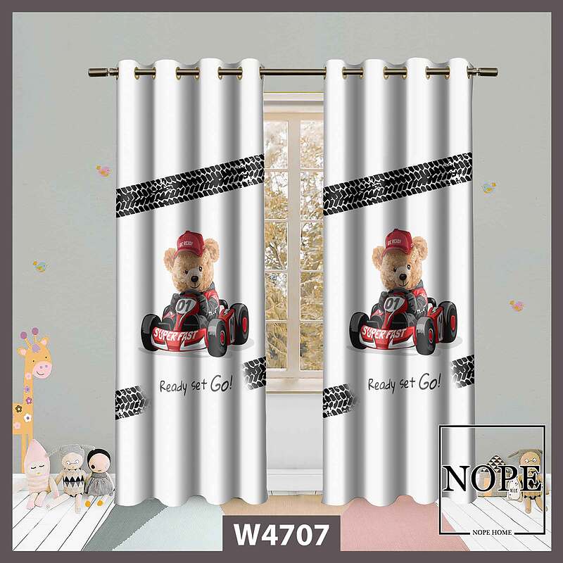 پرده کودک طرح خرسی کد W4707