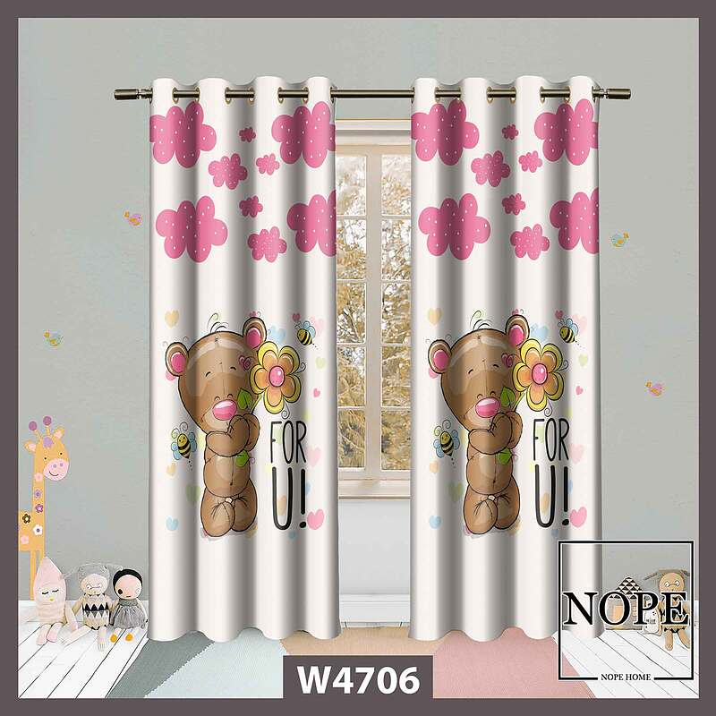 پرده کودک طرح خرسی کد W4706