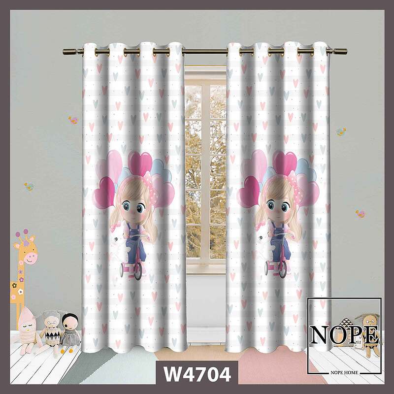 پرده کودک طرح دختر و بادکنک کد W4704