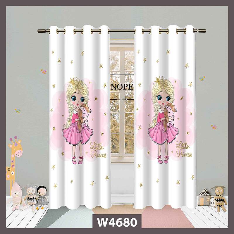 پرده کودک طرح دختر و اسب تکشاخ کد W4680