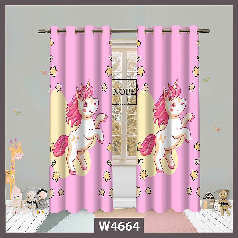 پرده کودک طرح اسب تک شاخ کد W4664