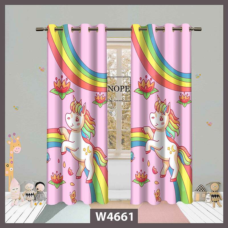 پرده کودک طرح اسب تک شاخ کد W4661