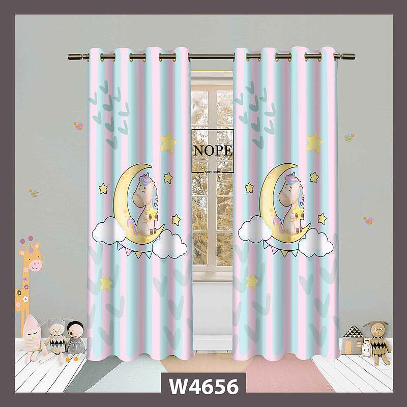 پرده کودک طرح اسب تک شاخ کد W4656
