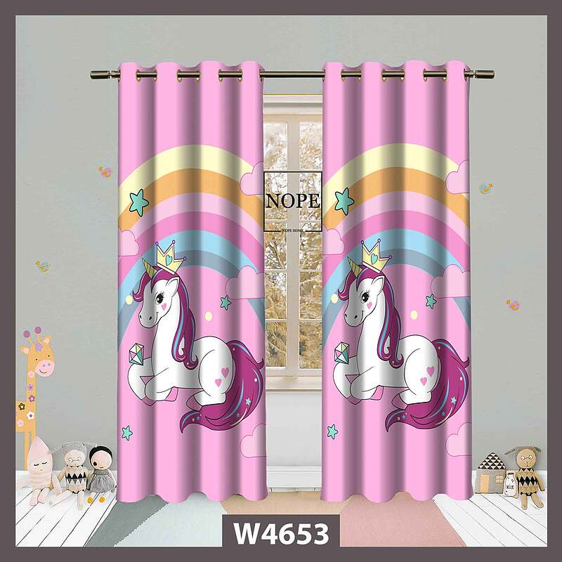 پرده کودک طرح اسب تک شاخ کد W4653