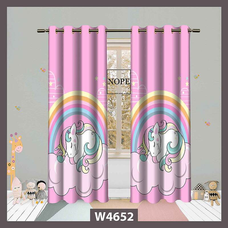 پرده کودک طرح اسب تک شاخ کد W4652