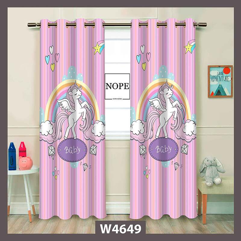 پرده کودک طرح اسب تکشاخ کد W4649