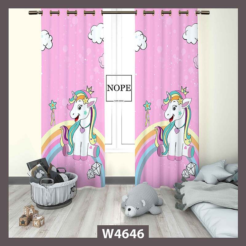 پرده کودک طرح اسب تکشاخ کد W4646