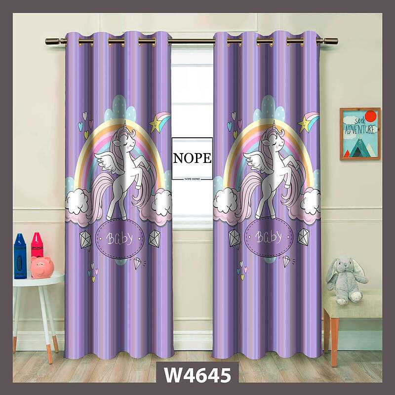 پرده کودک طرح اسب تکشاخ کد W4645