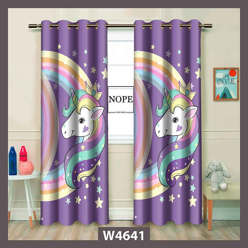 پرده کودک طرح اسب تکشاخ کد W4641