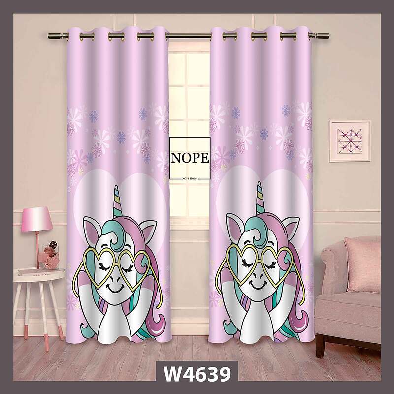 پرده کودک طرح اسب تکشاخ کد W4639