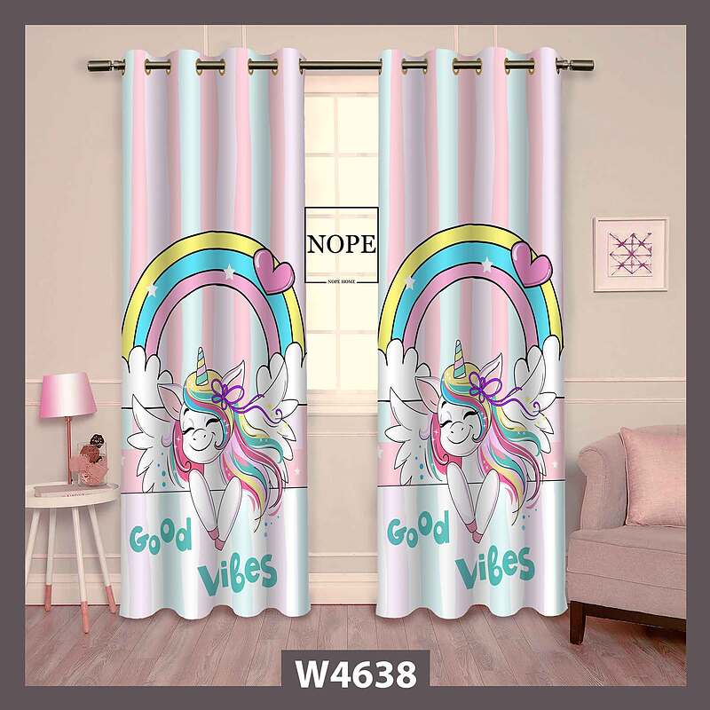 پرده کودک طرح اسب تکشاخ کد W4638