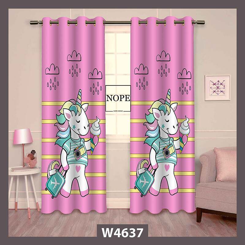پرده کودک طرح اسب تکشاخ کد W4637