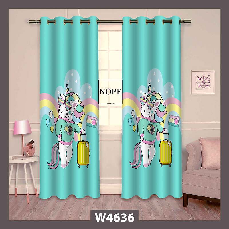 پرده کودک طرح اسب تکشاخ کد W4636