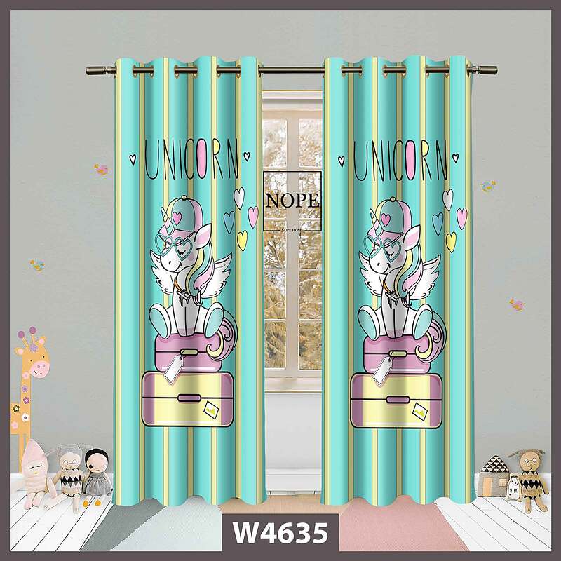 پرده کودک طرح اسب تکشاخ کد W4635