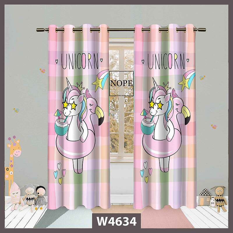 پرده کودک طرح اسب تکشاخ کد W4634