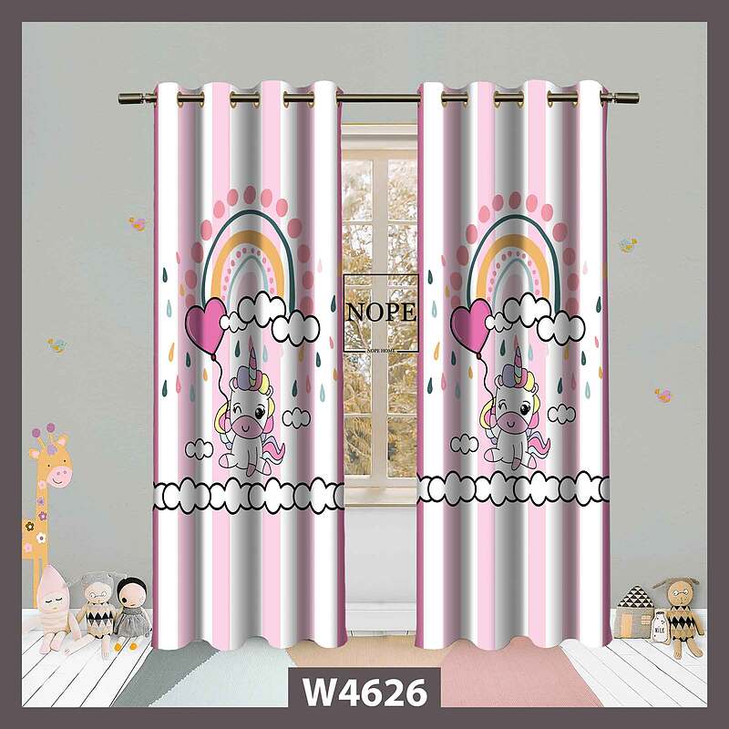 پرده کودک طرح اسب تک شاخ کد W4626