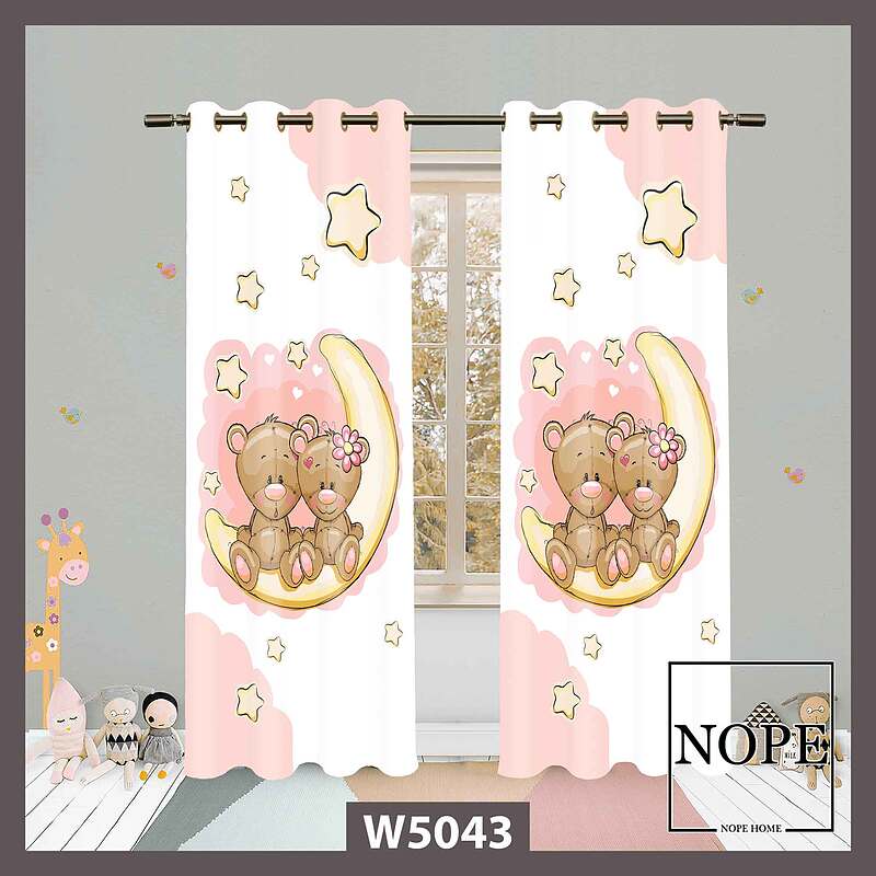 پرده کودک طرح خرسی کد W5043