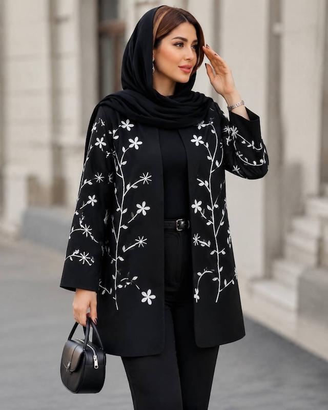 کت مجلسی زنانه مانتو کتی زنانه مانتو گلدوزی شده من مانتویی زنانه  
