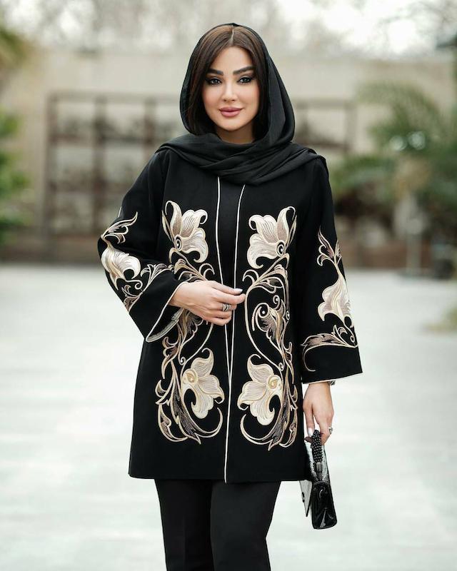 مانتو کتی زنانه مغزی دوزی ، کت زنانه مجلسی ، مانتو کتی گلدوزی شده 