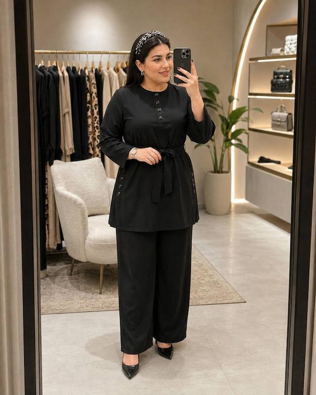 ست تونیک و شلوار اقتصادی زنانه ، ست شومیز و شلوار مشکی حراجی 