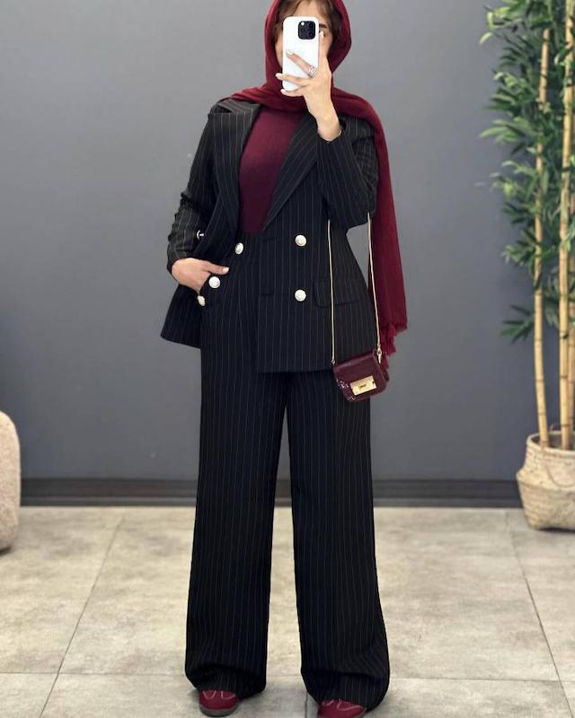ست دو تیکه کت و شلوار مجلسی زنانه ، ست مانتو کتی و شلوار طرح دیپلمات زنانه 