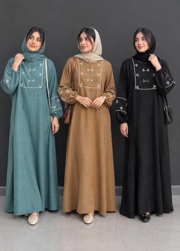 عبا پاپیون ، مانتو عبایی عروسکی ، پیراهن عبایی زنانه ، ساحلی آستین بلند و محجبه زنانه