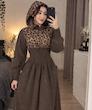 ماکسی بافت کلاهدار پلنگی زنانه ، پیراهن بافت پلنگی آستین کش زنانه 