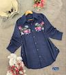 تونیک زنانه سایز بزرگ ، شومیز مانتویی گلدوزی ، مانتو کوتاه زنانه  ‌