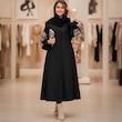 مانتو بلند و پوشیده مازراتی عبا زنانه مانتو آستین عروسکی و گلدوزی 