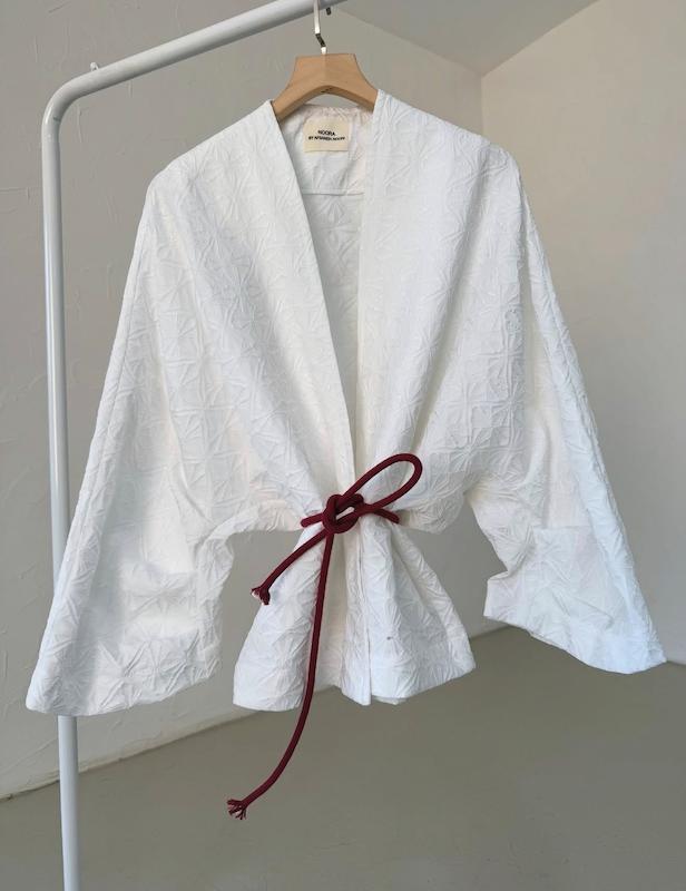 کت ژاکارد پفکی سفید