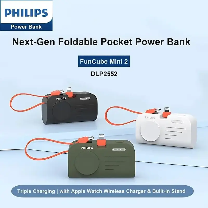 پاوربانک فیلیپس PD و فست شارژ Philips 5000mAh مدل DLP2552VB 18W - مشکی (گارانتی دوساله سی آوا)
