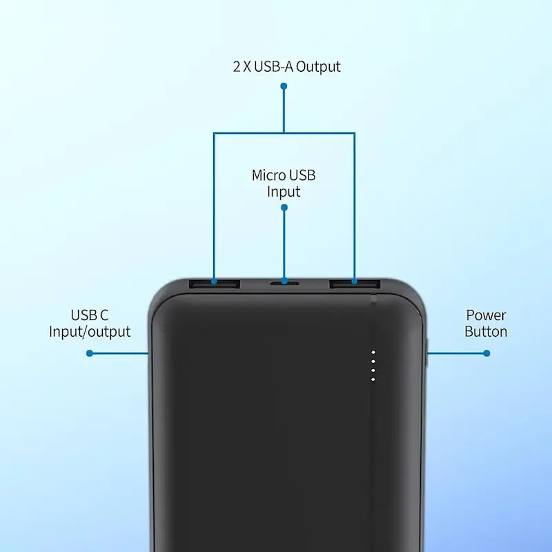 پاوربانک  فیلیپس PD و فست شارژ Philips 10000mAh مدل DLP1812PB 20W - مشکی (گارانتی دوساله سی آوا)