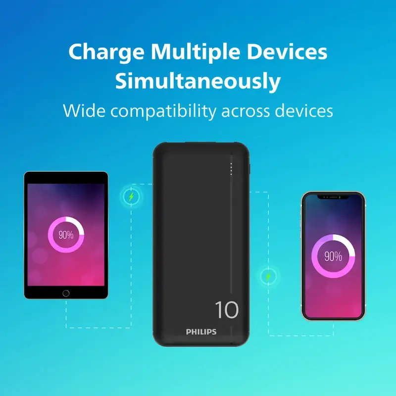 پاوربانک  فیلیپس PD و فست شارژ Philips 10000mAh مدل DLP1812PB 20W - مشکی (گارانتی دوساله سی آوا)
