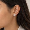 گوشواره میخی نقره زنانه مدل پنج پر کد GU65