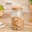 بانکه و جا ادویه شیشه ای درب چوب لیمون 