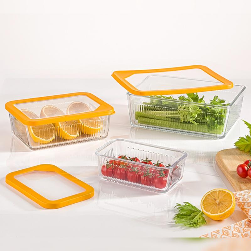 ظرف شیشه ای شیار دار مستطیل لیمون 