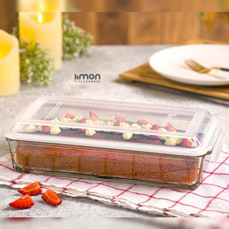 ظرف شیشه ای مستطیل ۱.۴ لیتر لیمون