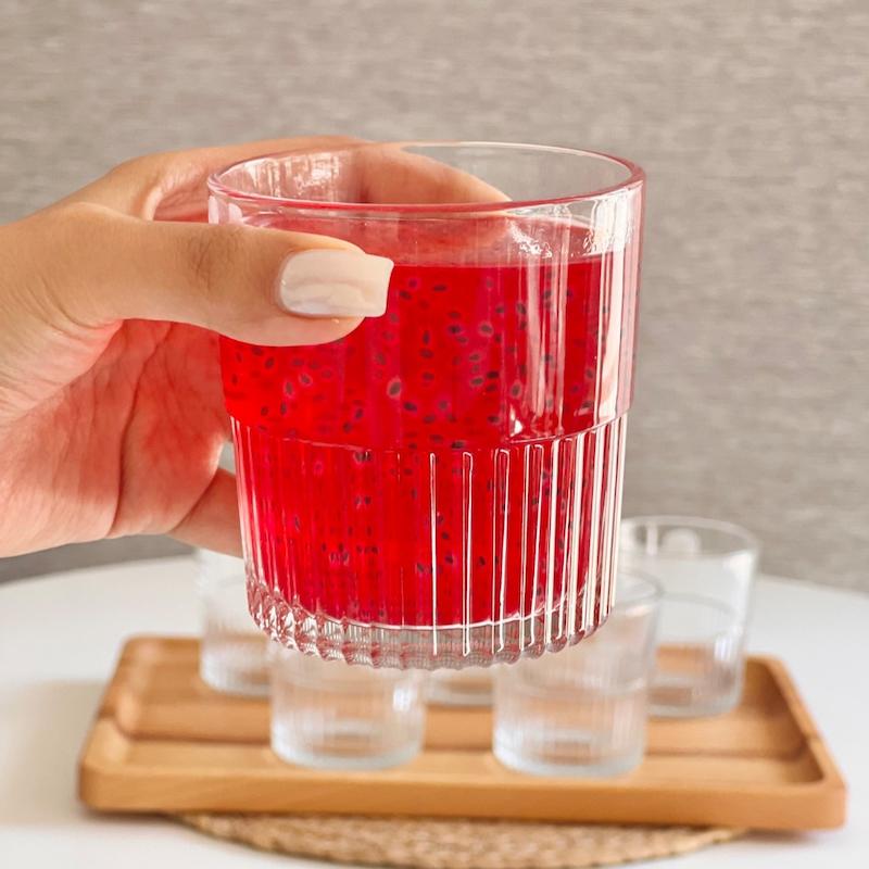 لیوان شیشه ای شیار دار ۳۱۵ سی سی لیمون