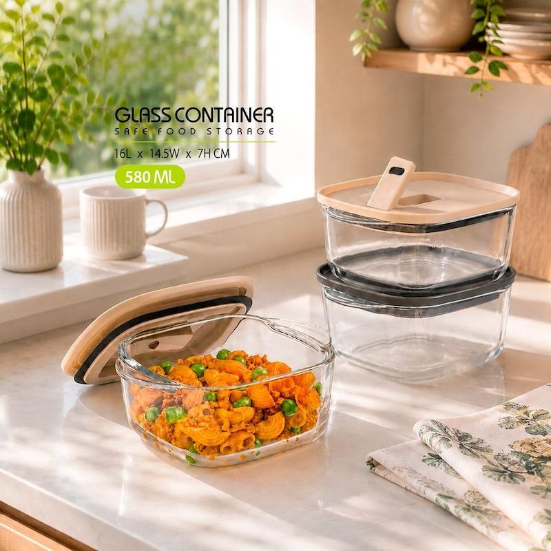 ظرف شیشه ای 580 میل لیمون