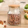 بانکه و جا ادویه شیشه ای درب چوب لیمون 
