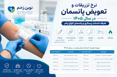 نرخ تزریقات و پانسمان ۱۴۰۵ | تعرفه انواع پانسمان | نوین زخم