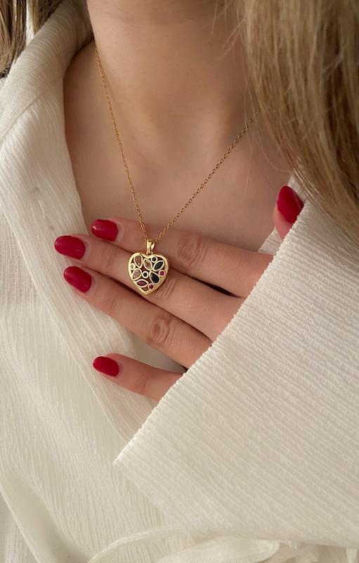 گردنبند قلب اشک رنگی