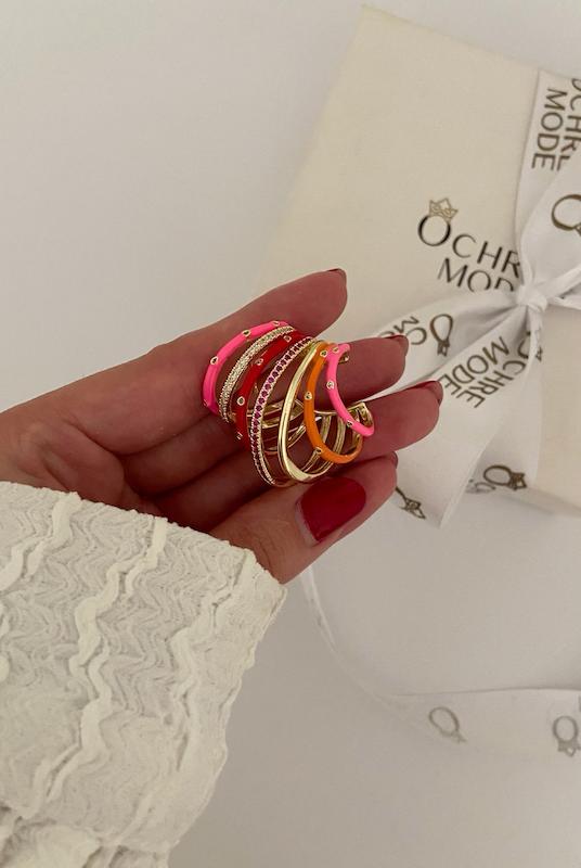 گوشواره ایرکاف چندرج میناکاری رنگارنگ