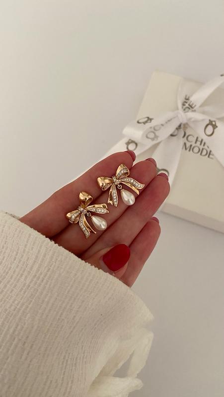 گوشواره پاپیون مروارید اشکی