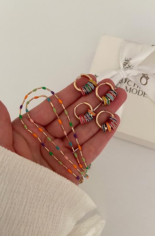 گردنبند مینا بنفش و سبز