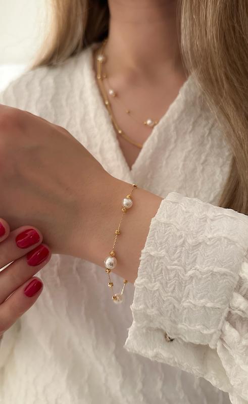 سرویس مروارید و گوی دوریکا (گردنبند ، دستبند، گوشواره)